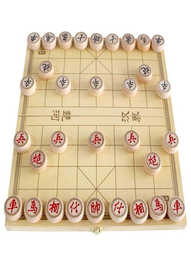 Luoyer 14 Inch Wooden Foldable Chinese Chess Xiangqi Travel Game Set with Wooden Chess Pieces Traditional Tabletop Strategy and Skill Game for Teens Adults - Image 1